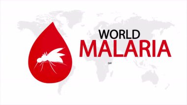 Sıtma Dünya Günü kanlı sivrisinek dünya haritası, sanat videosu illüstrasyonu.