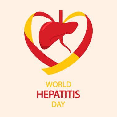 Hepatit Dünya Kalp Kurdelesi, vektör Sanat Çizimi.