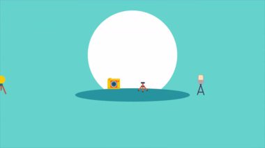 Fotoğraf dünyasının günlük kamera fotoğraf ekipmanları, sanat videosu illüstrasyonu.