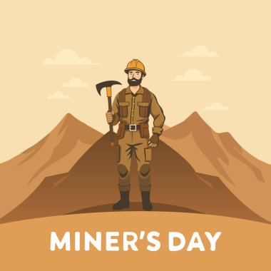 Madenciler Günü Dağları, vektör sanatsal çizimler.