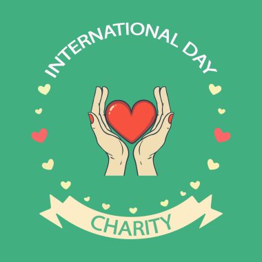 Uluslararası Hayırseverlik Günü elleri, vektör sanatı çizimi.