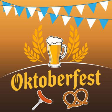 Oktoberfest parti afişi, vektör sanat illüstrasyonu.