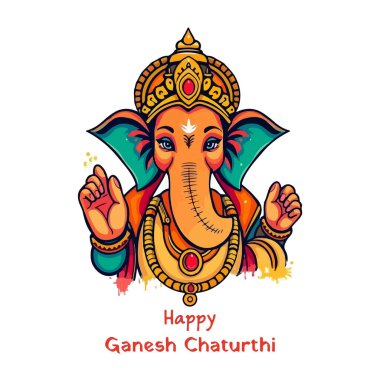 Ganesh Chaturthi Lord Ganpati mutlu, vektör sanat çizimi.