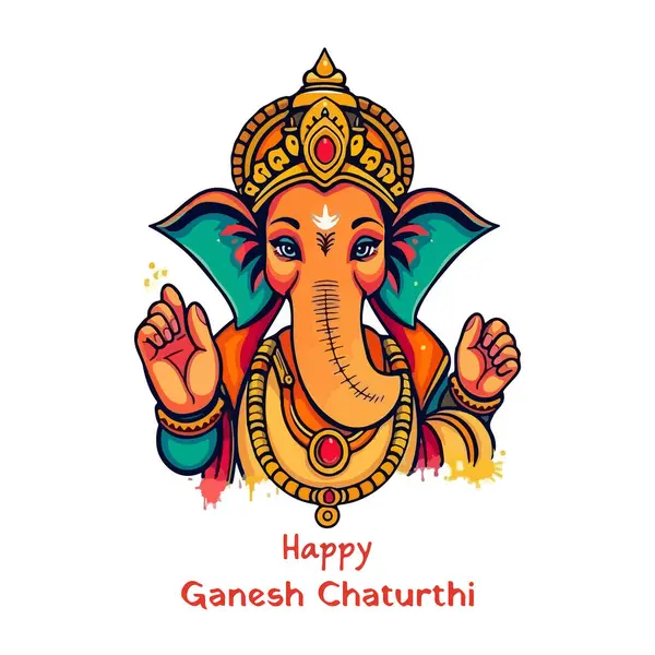 Ganesh Chaturthi Lord Ganpati mutlu, vektör sanat çizimi.
