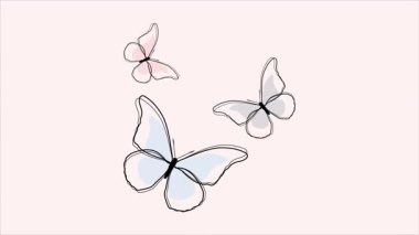 Çizgisel tarzda kelebekler, sanat videosu illüstrasyonu.