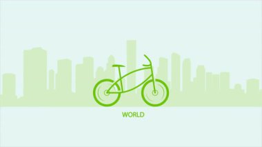 Arabasız dünya bisiklet şehri, sanat videosu illüstrasyonu.