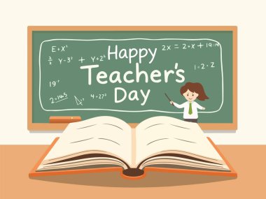 Öğretmenler günü mutlu okul kurul sınıfı, vektör çizimi.