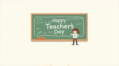 Öğretmenler günü mutlu okul kurul sınıfı, sanat videosu illüstrasyonu.