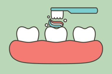 diş fırçası, diş fırçası ve diş macunu - dişçi karikatürü vektörü düz tasarım için şirin karakter