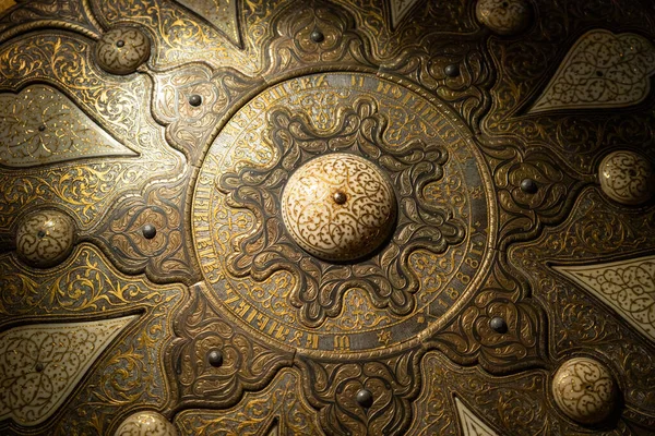 Çelik Gümüş Kemikten Doğu Müslüman Masası Üst Görünüm — Stok fotoğraf