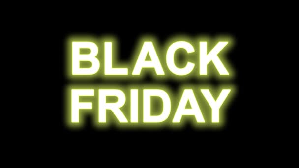 Black Friday White Text Black Background Motion Neon Green Yellow — Stock Video