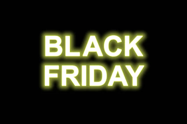 stock image Black Friday neon green yellow light text on black background.