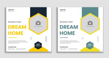İnşaatçı ev onarımı sosyal medya ve web pankartı