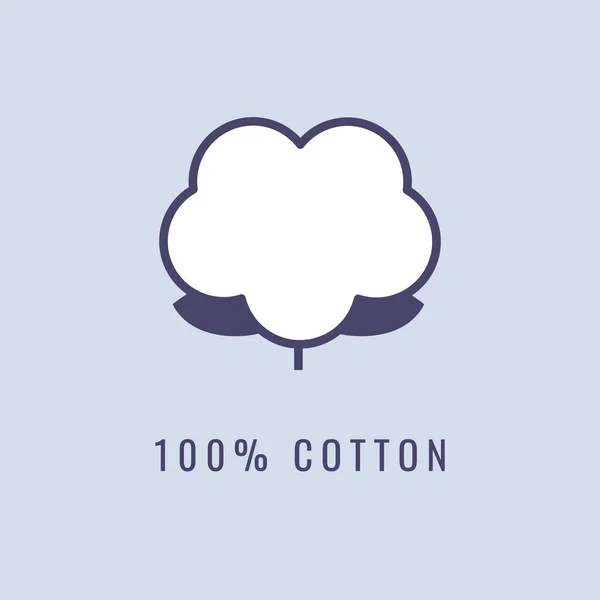 100 Naturalna Ikona Bawełny Organicznej Odznaka Wektorowa Logo Lub Etykieta — Wektor stockowy