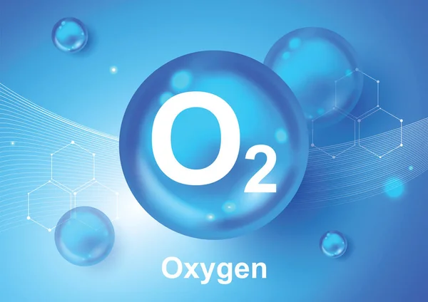 Oxygen Molecule Models Blue Background Vector Illustration Oxygen Cosmetics Ecology — Vettoriale Stock