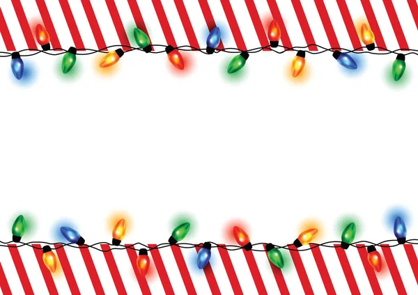 Borda Luzes Natal Quadro Corda Leve Moldura Natal Colorido Com — Vetor de Stock
