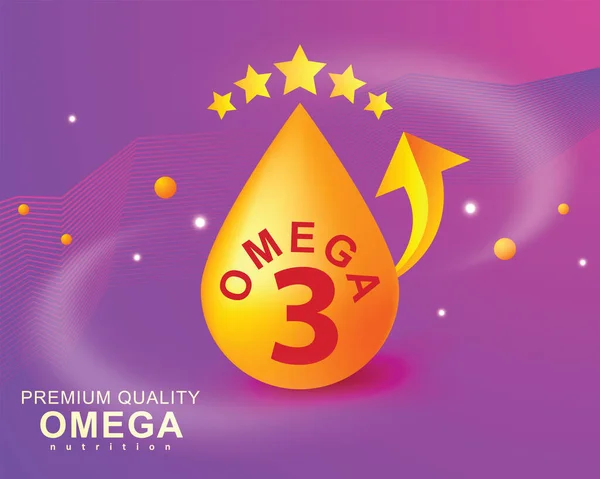 Vitamin Sign Symbol Omega Vector Illustration Omega Fatty Acids Gold — Stock Vector