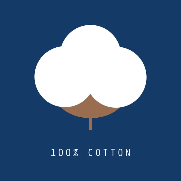 Icône 100 Coton Biologique Naturel Badge Vectoriel Logo Étiquette Style — Image vectorielle