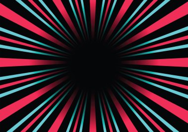 Soyut TikTok arkaplanı. Vektör çizimi. Soyut arkaplan. Gelecekçi mavi kırmızı vektör siyah arkaplan. Karşıt renk sınır dijital dinamik zarifliği. TikTok, tik tok