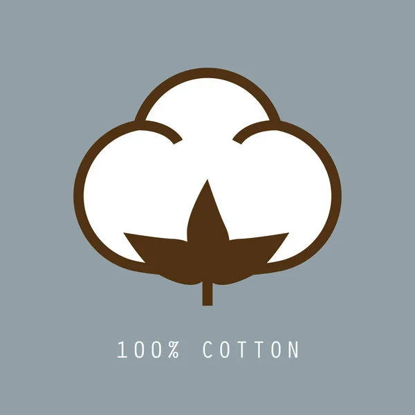 Icône 100 Coton Biologique Naturel Badge Vectoriel Logo Étiquette Style — Image vectorielle