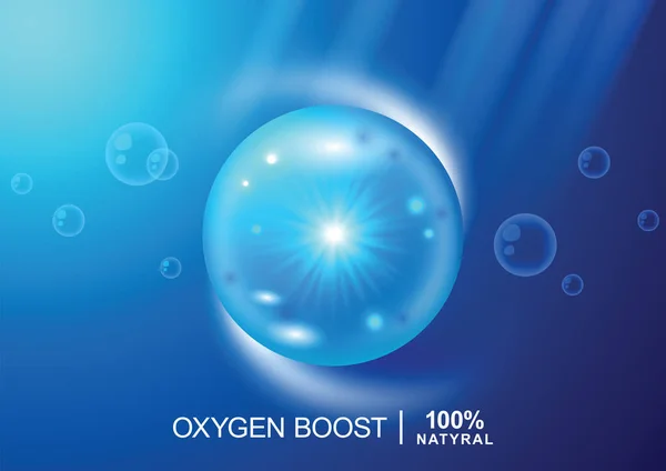 Oxygen Molecule Models Blue Background Vector Illustration Oxygen Cosmetics Ecology — Vettoriale Stock