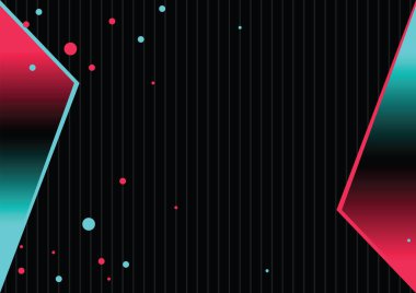 Soyut TikTok arkaplanı. Vektör çizimi. Soyut arkaplan. Gelecekçi mavi kırmızı vektör siyah arkaplan. El yapımı karşıtlık rengi sınır dijital dinamiği zarifliği. TikTok, tik tok