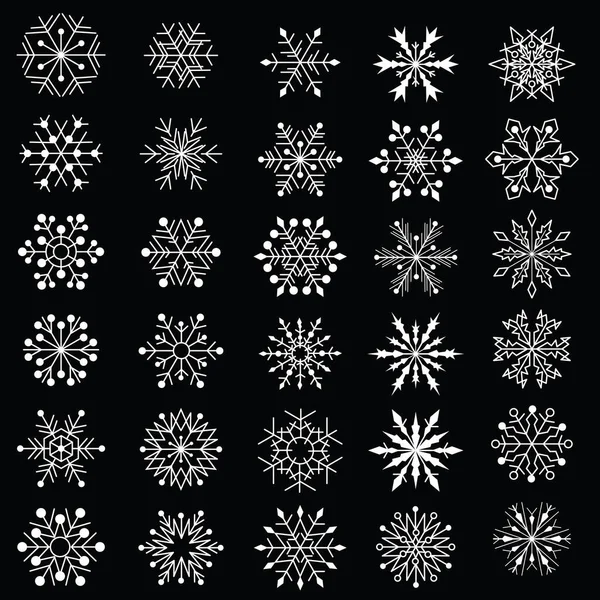 Set Copos Nieve Colección Invierno Para Diseño Icono Copo Nieve — Vector de stock