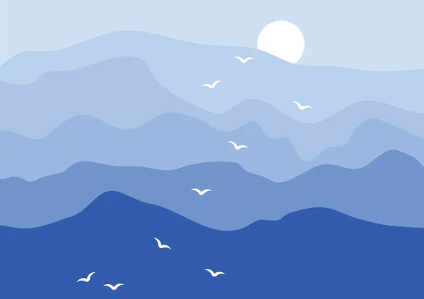 山の風景 鳥のベクトル図 — ストックベクタ
