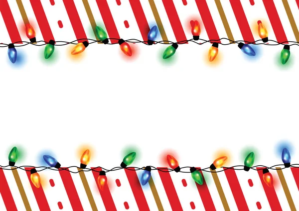 Bordure Lumières Noël Cadre Corde Légère Cadre Noël Coloré Avec — Image vectorielle
