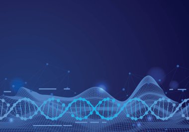 DNA soyut vektör arkaplanı. Genetik Kod DNA Molekül Yapısı. DNA sanal, teknoloji ve tıbbi konsept