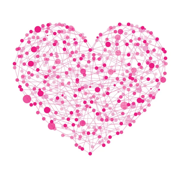 分子粉红心形的抽象背景 说明现代矢量原子心脏 用连点制成的心 — 图库矢量图片
