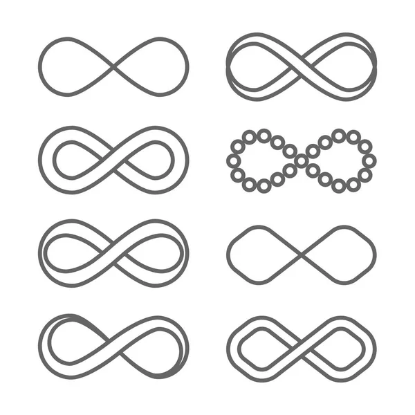 Vector Infinity Pictogrammen Het Symbool Van Het Oneindige Wiskunde Ruimte — Stockvector