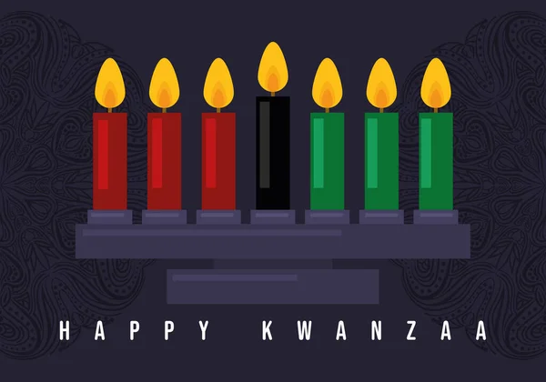 Kwanzaa Holiday Red Green Black Candles Holiday Celebration African Design — Stock Vector