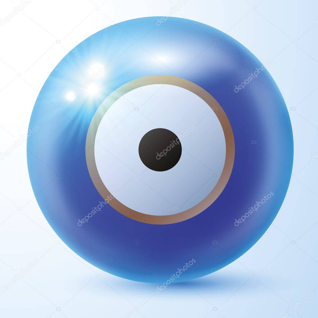 3d realista ojo malo turco. Símbolo de protección en Grecia, Chipre