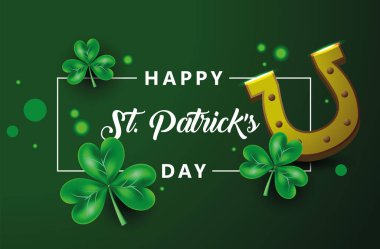 Aziz Patrick günü yeşil yonca vektör arka plan. İrlandalı tatil kutlaması