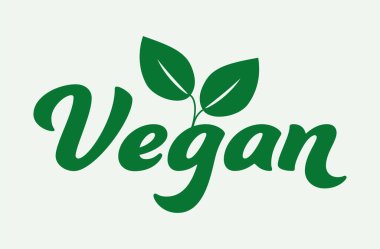 Vegan with leaves. Vegan friendly symbol for label, logo, badge, sticker or icon. Vegan food sign with leaves