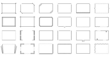 Bir dizi basit çerçeve ve sınır şık dekorasyon başlık başlığı başlık şablonu. Basit başlık metni çerçeve resimleme materyali
