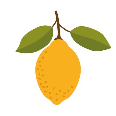 Lemon. Yellow ripe lemon with leaves 