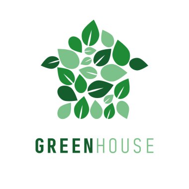 Green house. Plant green house logo design. Nature green house. Eco house concept