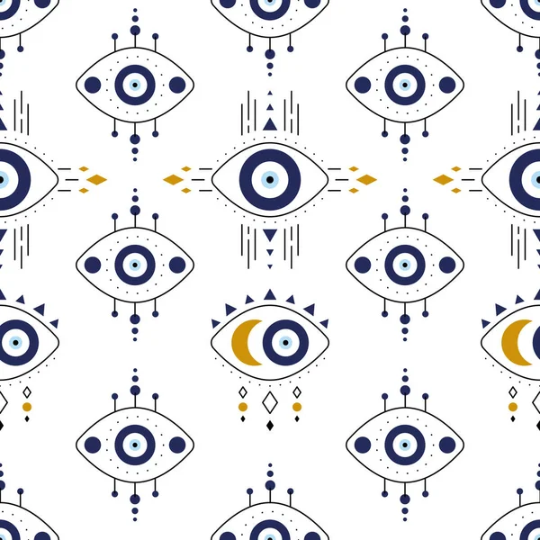 Greek Evil Eye Vector Symbol Protection Seamless Pattern Turkish Nazar — Archivo Imágenes Vectoriales