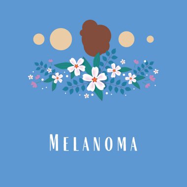 Melanoma farkındalığı. Cilt kanseri farkındalığı. Çiçekli modadan düz vektör melanom ikon vektör çizimi