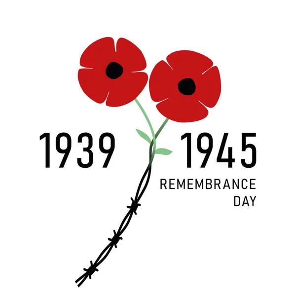 Günü Anma Uzlaşma Kırmızı Haşhaş Çiçek Hatıra Sembolü Dünya Savaşı — Stok Vektör