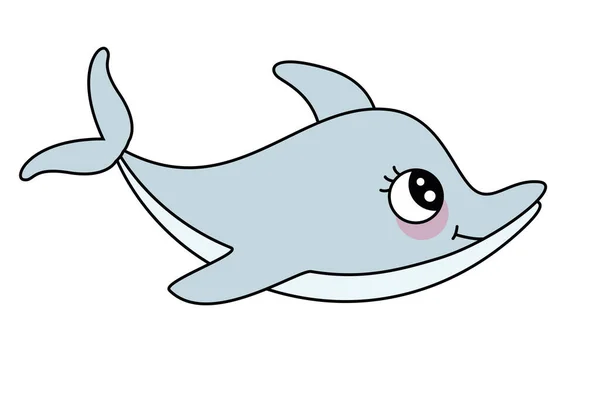 Dolphin Cute Laut Vektor Hewan Laut Ilustrasi - Stok Vektor