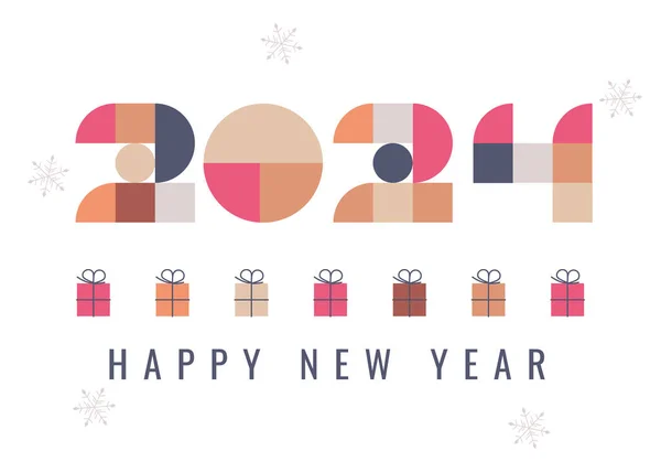 Feliz Año Nuevo 2024 Vector Ilustración Con Cajas Regalo Diseño — Archivo Imágenes Vectoriales