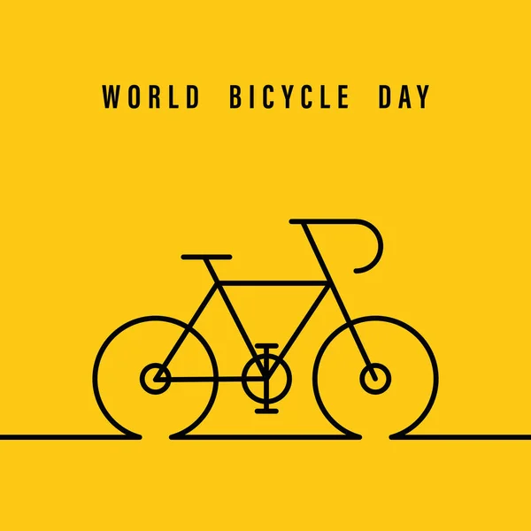 Weltfahrradtag Schwarzer Fahrradsymbol Vektor Fahrradsilhouette Und Gelber Hintergrund Fahrrad — Stockvektor