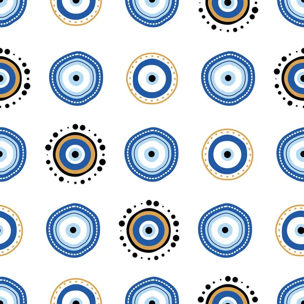 Greek Evil Eye Vector Symbol Protection Seamless Pattern Turkish Nazar — Archivo Imágenes Vectoriales