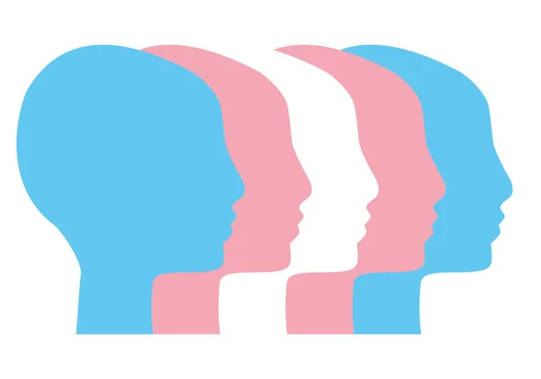 Folk Støtter Transpersoners Rettigheter Transkjønnede Kommuniserer Vektorillustrasjon Ansikter Ulike Kulturer – stockvektor
