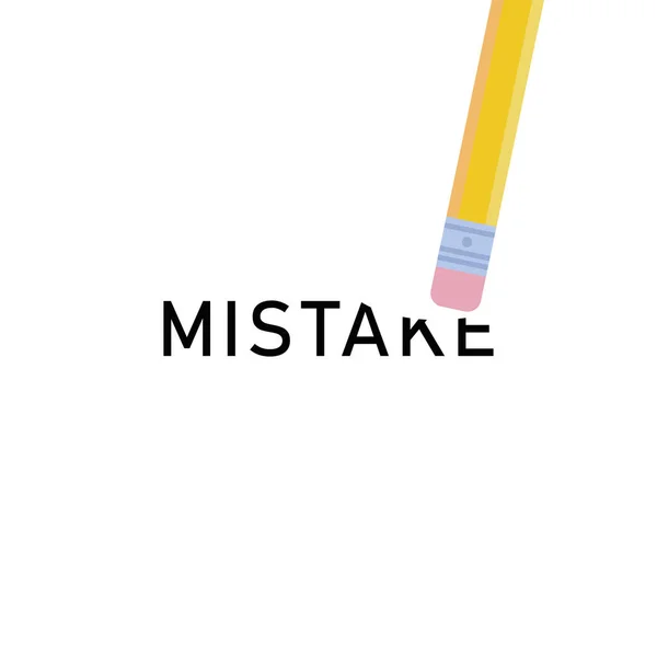 Pencil Rubber Erasing Mistake Troubleshooting Concept — Stock Vector