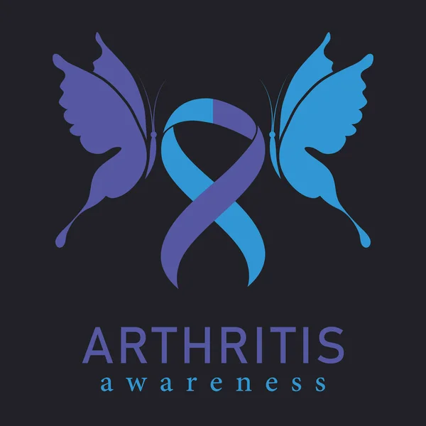 Arthritis Tudatosság Kék Lila Szalag Tudatosság Rheumatoid Arthritis Betegség Kék — Stock Vector