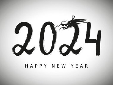 Mutlu Çinliler 2024 yılı ejderha burcunun yeni yılı. El çizimi 2024 takvim çizimi. Mutlu yıllar 2024. Ay ejderhası takviminin yılı.